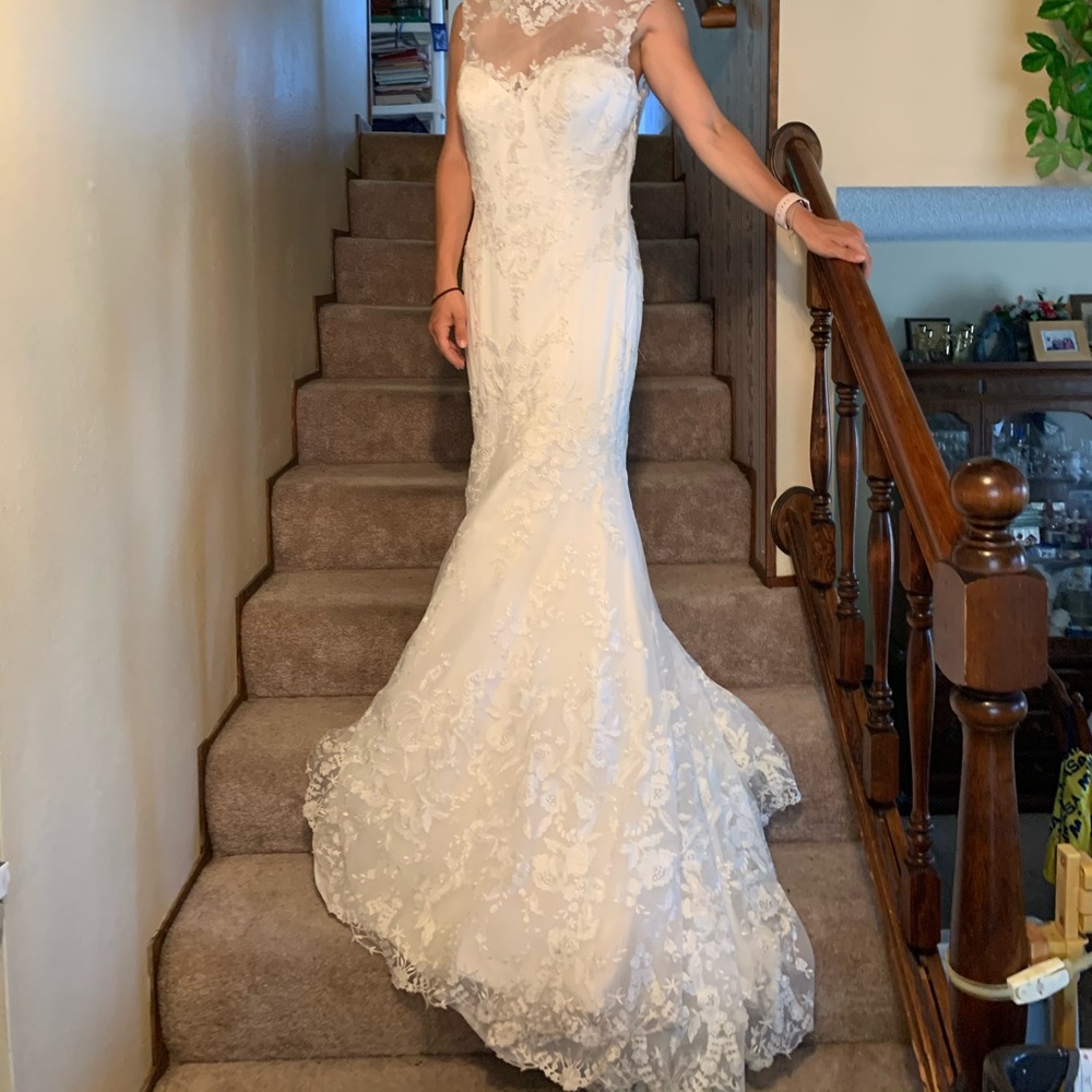 Cream beautiful floral wedding dress